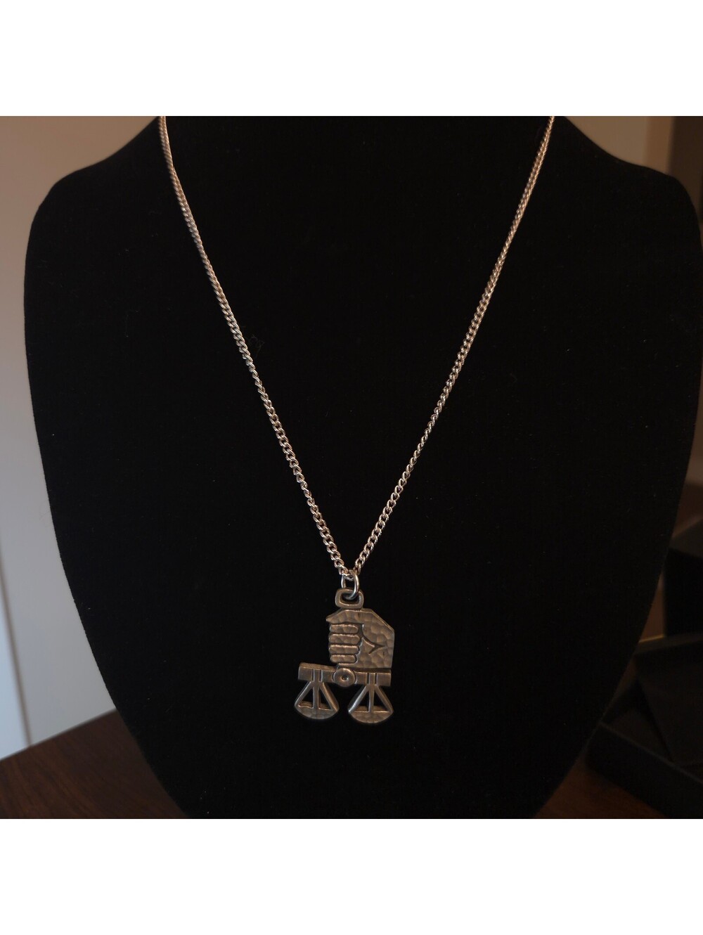 Scales of Justice Silver Tone Necklace